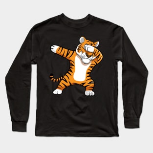 Dabbing Tiger Football Mascot Long Sleeve T-Shirt